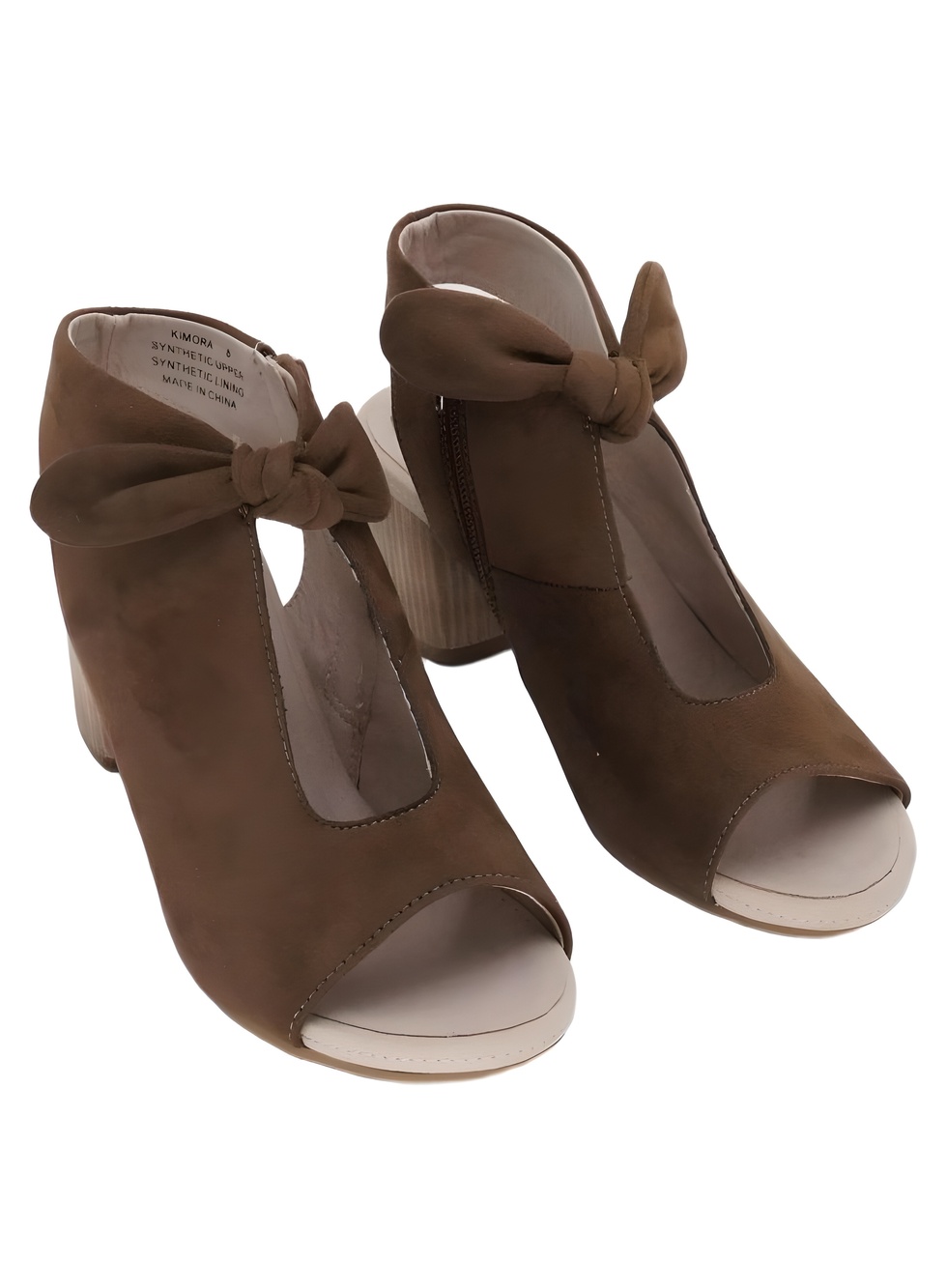 GC Shoes Kimora Chocolate Suede 2.5" Block Heel Knot Bow Sandals Size 8